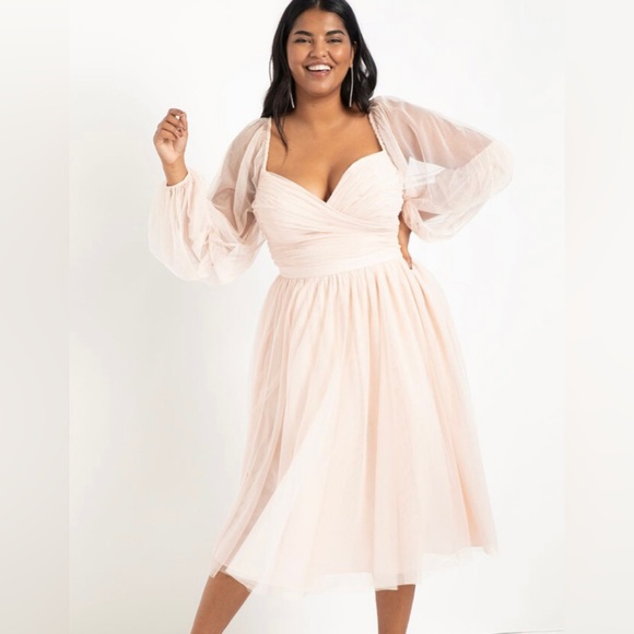 Eloquii Size 16 Tier Puff Sleeve Dress - Picture 1 of 6